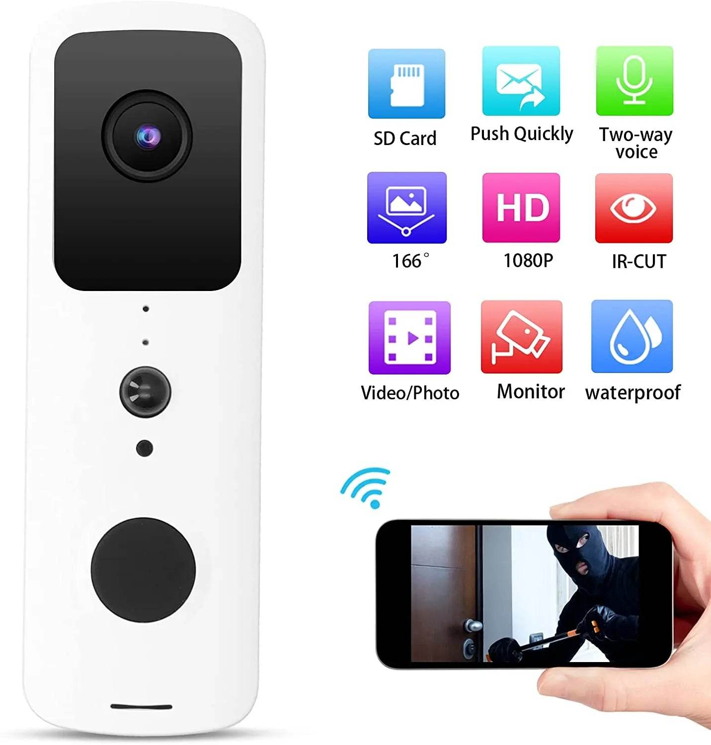 1080P WIFI Video Doorbell - Smart Wireless Security - Loja Manuel Coelho