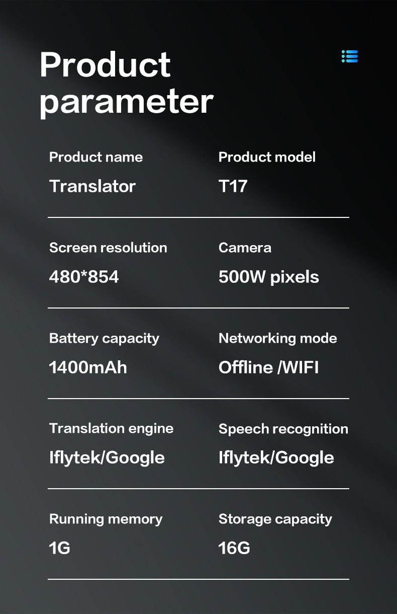 138 Language 2-Way Translator T17 with Voice & Photo - Loja Manuel Coelho