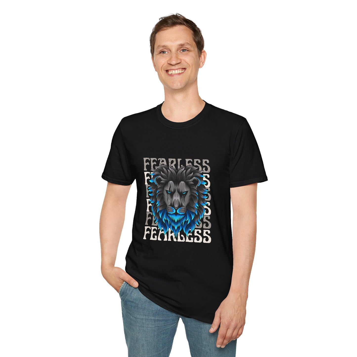 Fearless Lion Unisex Softstyle T-Shirt - Bold Graphic Tee for Animal Lovers