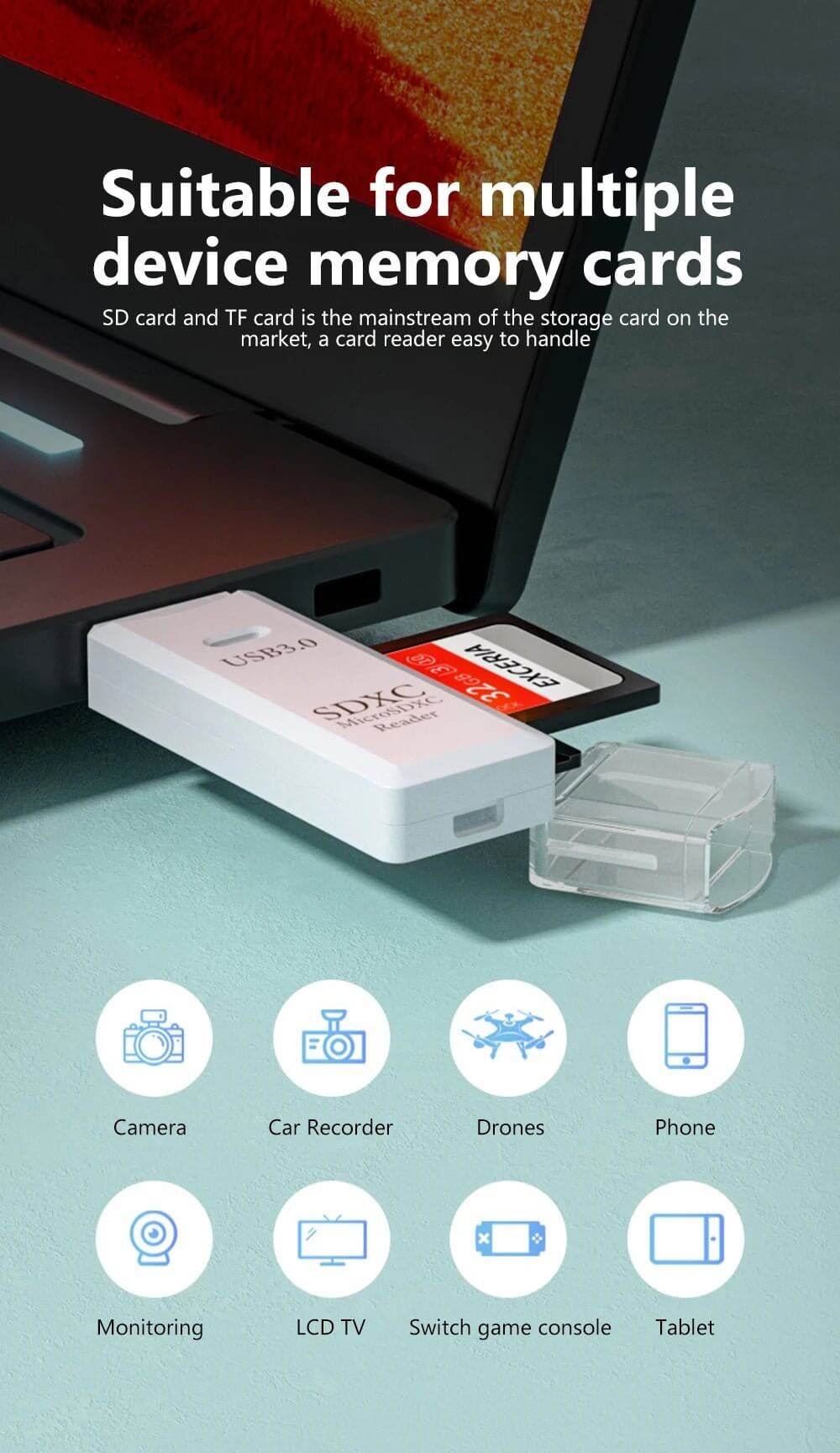 USB 3.0 Card Reader Micro TF & SD Compatible - Loja Manuel Coelho