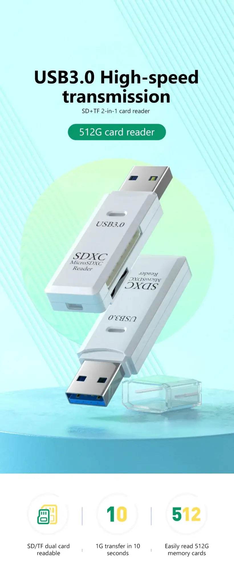 USB 3.0 Card Reader Micro TF & SD Compatible - Loja Manuel Coelho