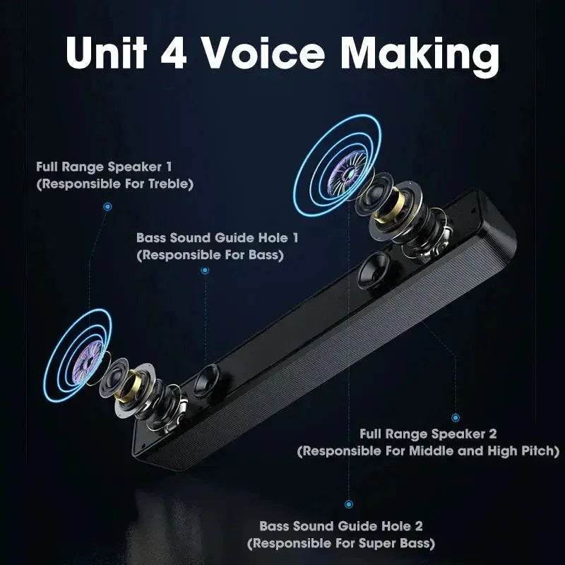 PC Soundbar Wireless Bluetooth Speaker, USB Powered for TV - Loja Manuel Coelho