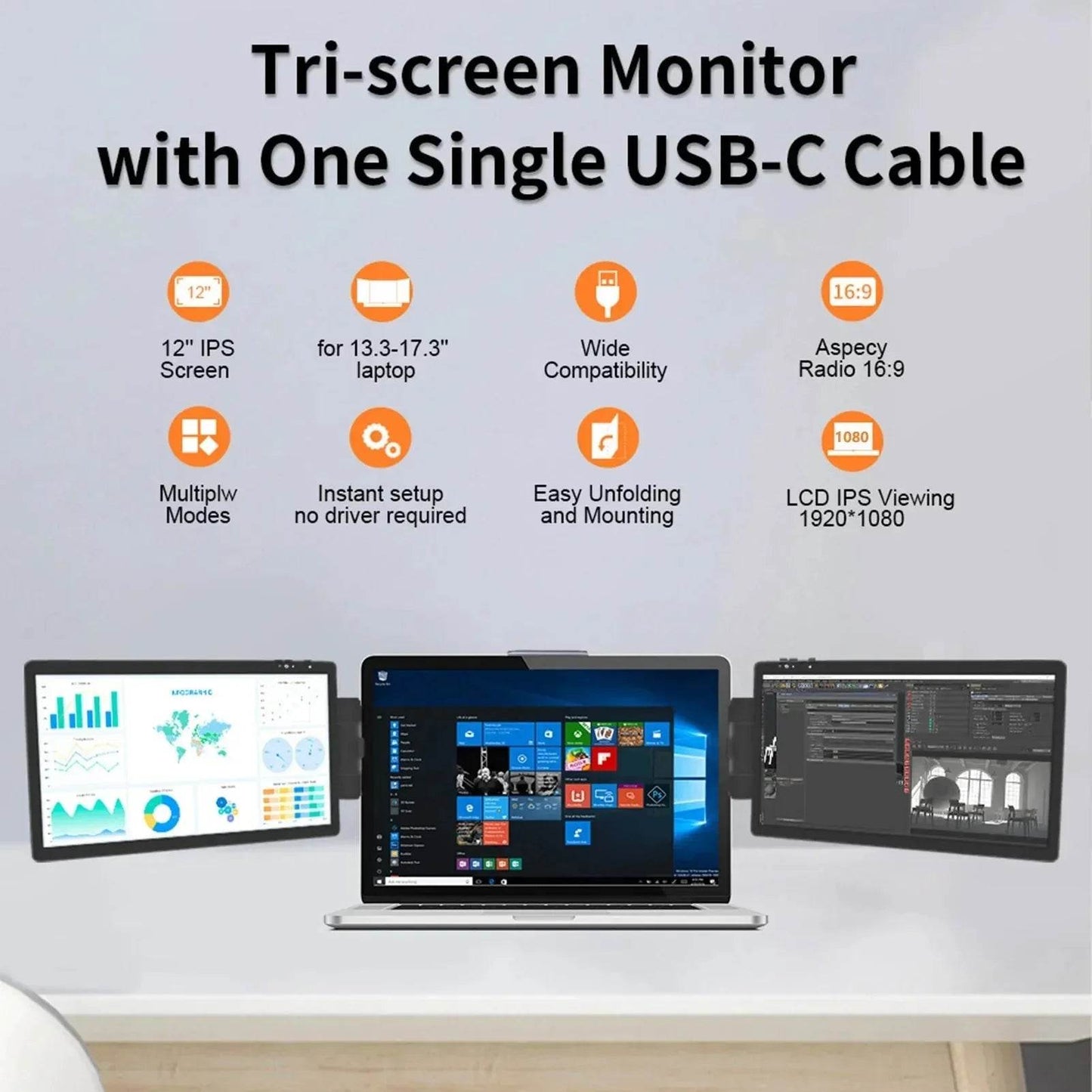 Laptop Dual Monitor 12 Inch 1920*1080 HD IPS Dual Monitor - Loja Manuel Coelho