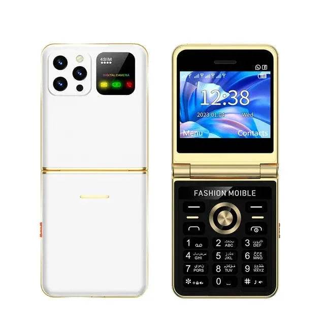 Mobile Phone New Flip 4 SIM Card Speed Dial Magic Voice - Loja Manuel Coelho