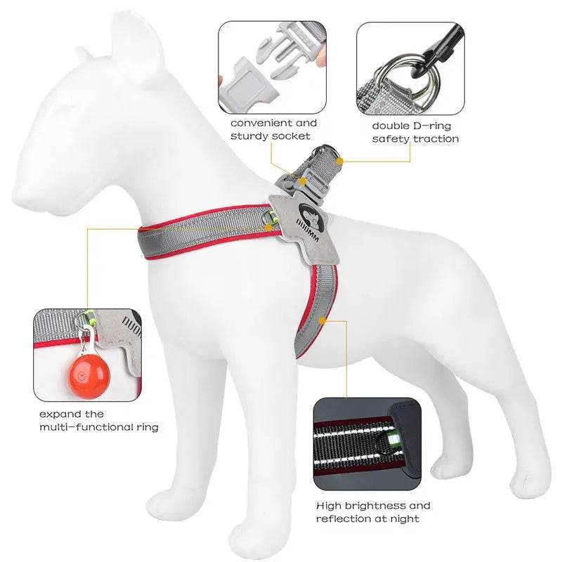 Dog Harness Adjustable Pet Harness Vest Reflective Mesh - Loja Manuel Coelho