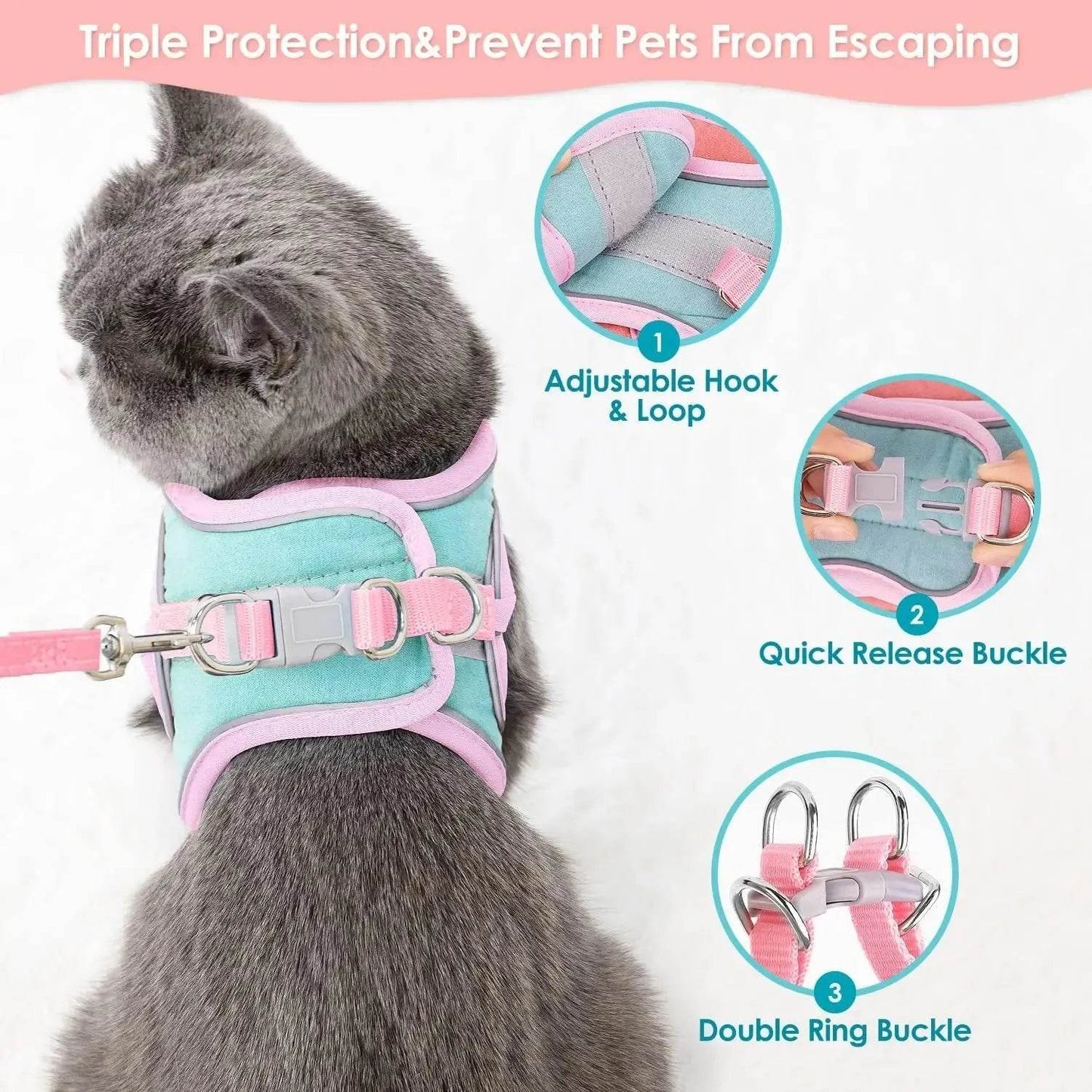 Reflective Harness Set for Cats - Night Safety Gear - Loja Manuel Coelho