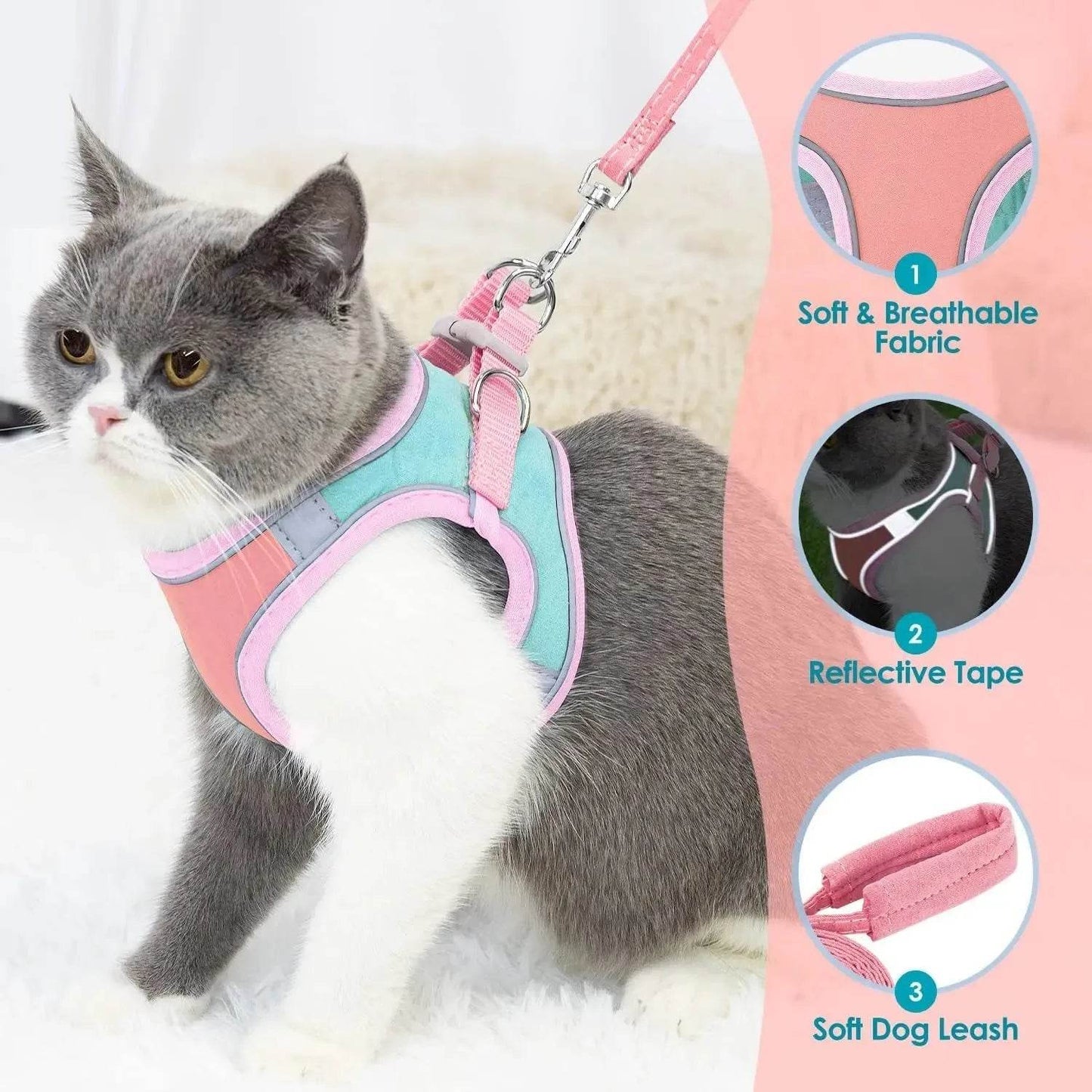 Reflective Harness Set for Cats - Night Safety Gear - Loja Manuel Coelho