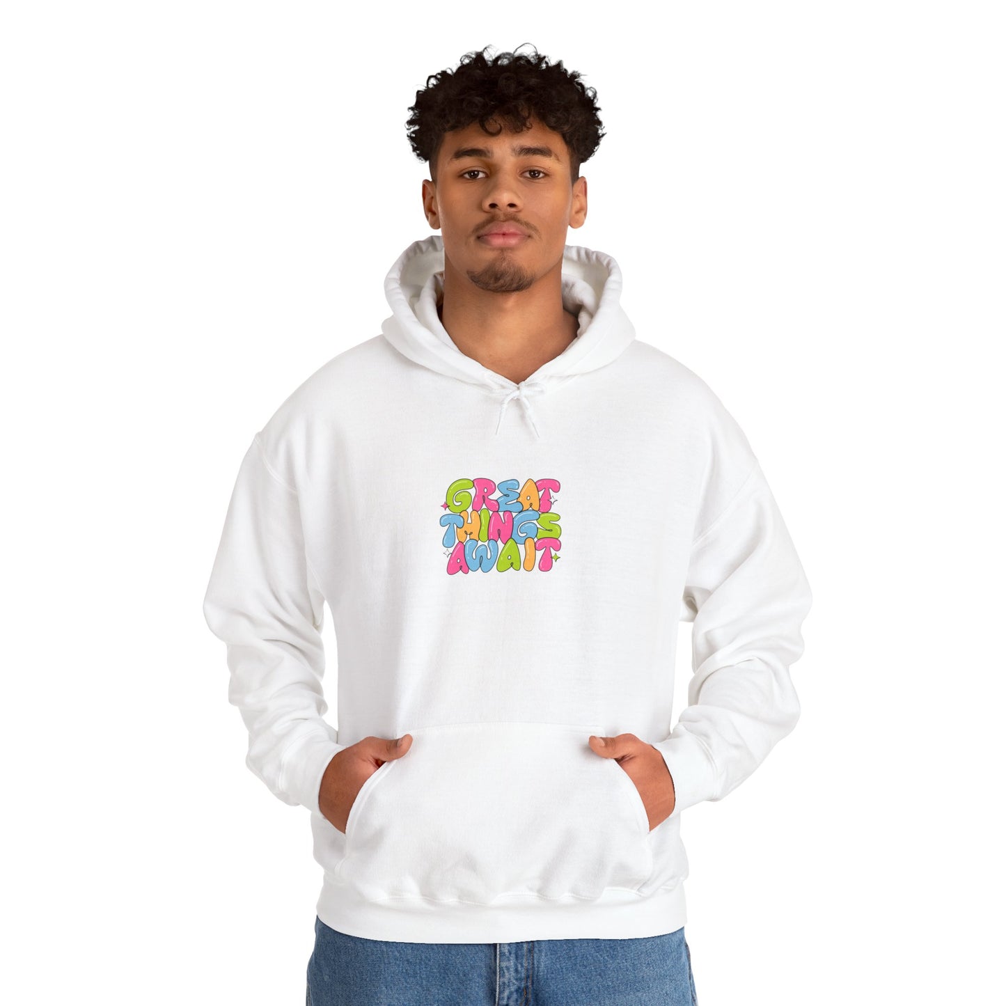 Unisex Hooded Sweatshirt - "Great Things Await" Inspirational Art