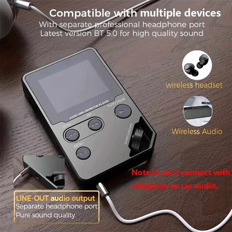 C5 8GB Lossless Bluetooth MP3 Music Player, Zinc Alloy Body,Rotary Controls