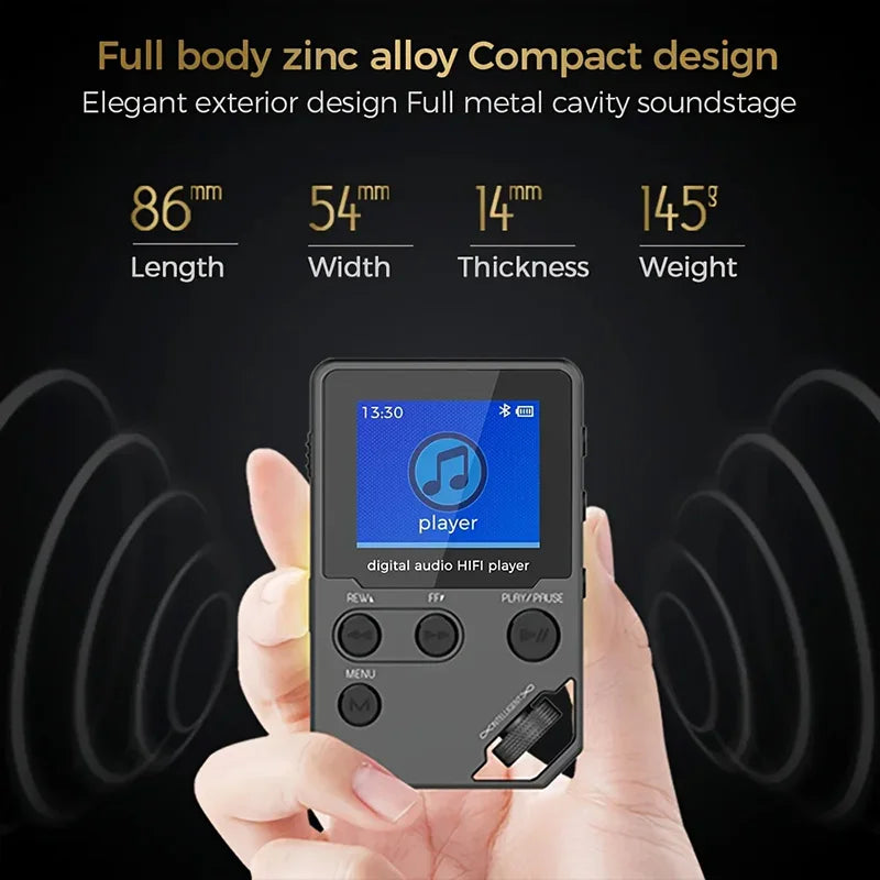 C5 8GB Lossless Bluetooth MP3 Music Player, Zinc Alloy Body,Rotary Controls