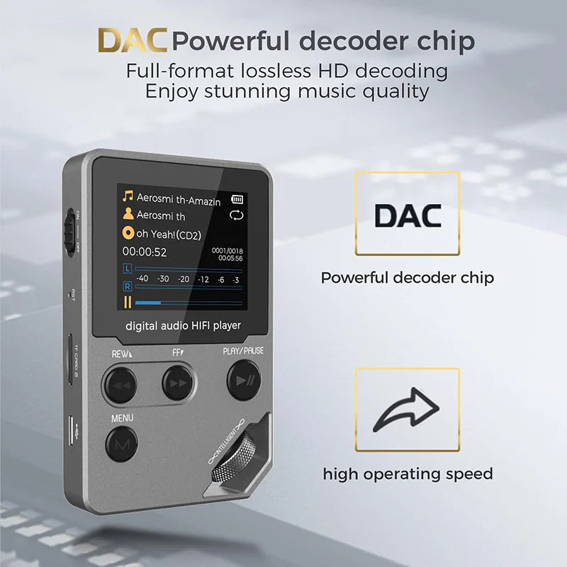 C5 8GB Lossless Bluetooth MP3 Music Player, Zinc Alloy Body,Rotary Controls