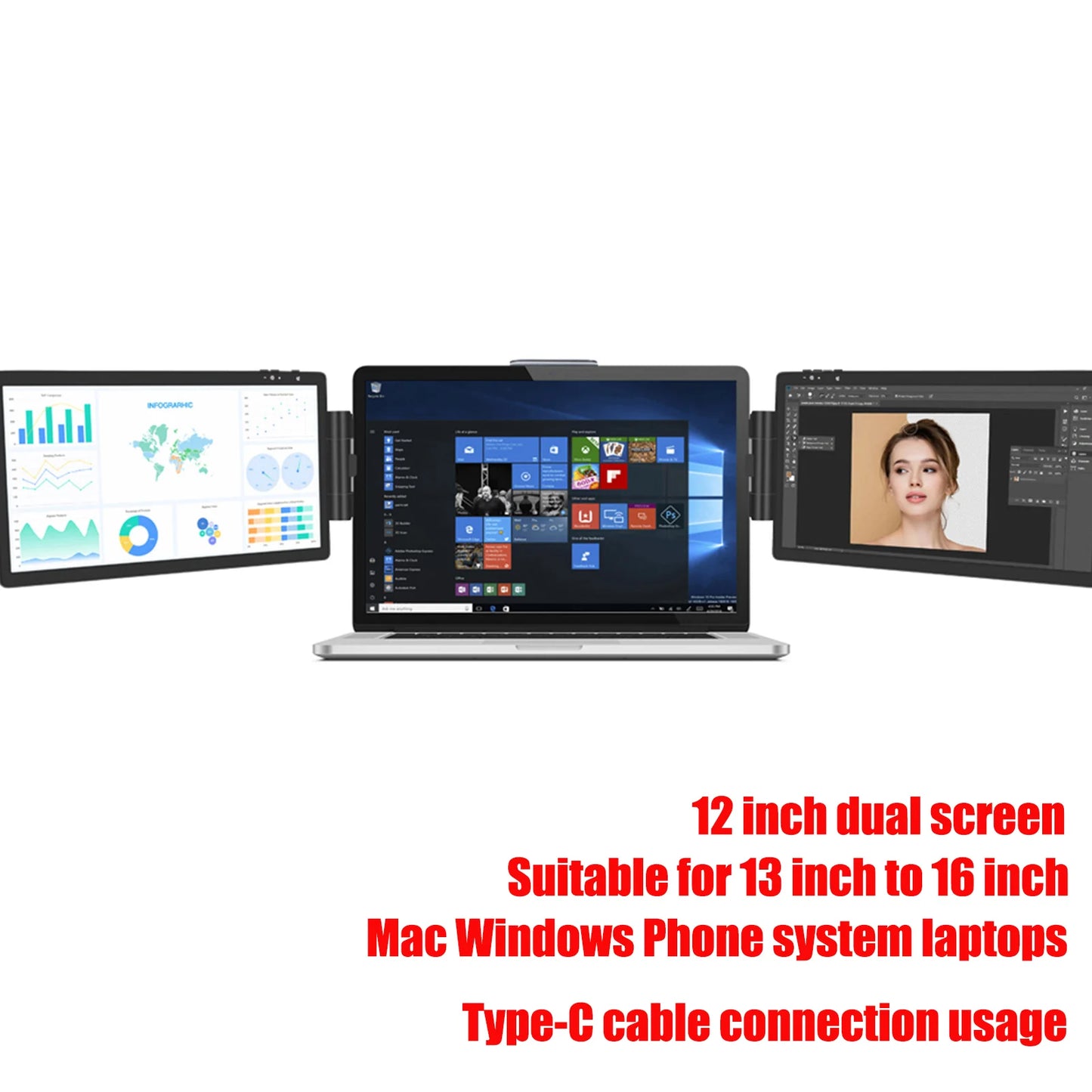 12 Inch Laptop Dual Monitor 1920*1080 HD IPS LCD Dual Monitor Screen Extender