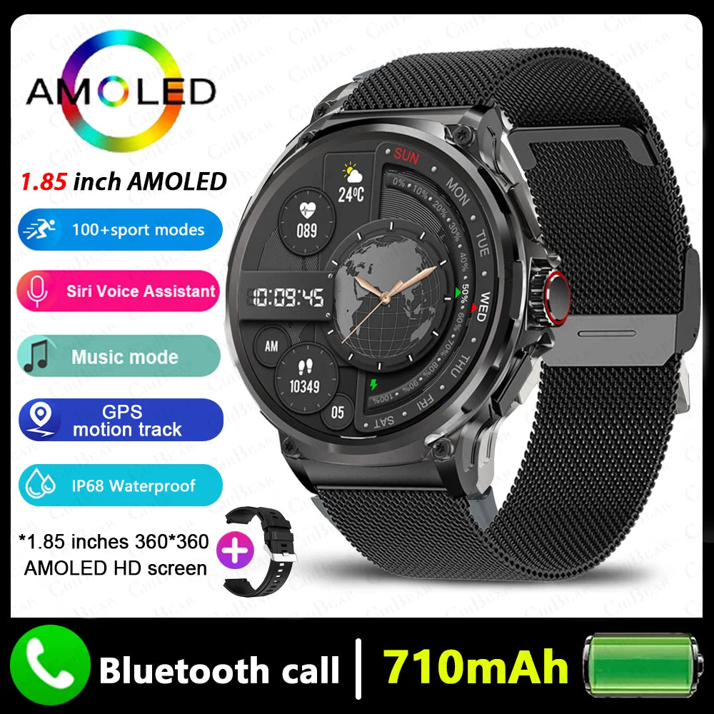 2024 New For Huawei Xiaomi Men GPS Track Smart Watch 1.85 Inch Ultra HD AMOLED