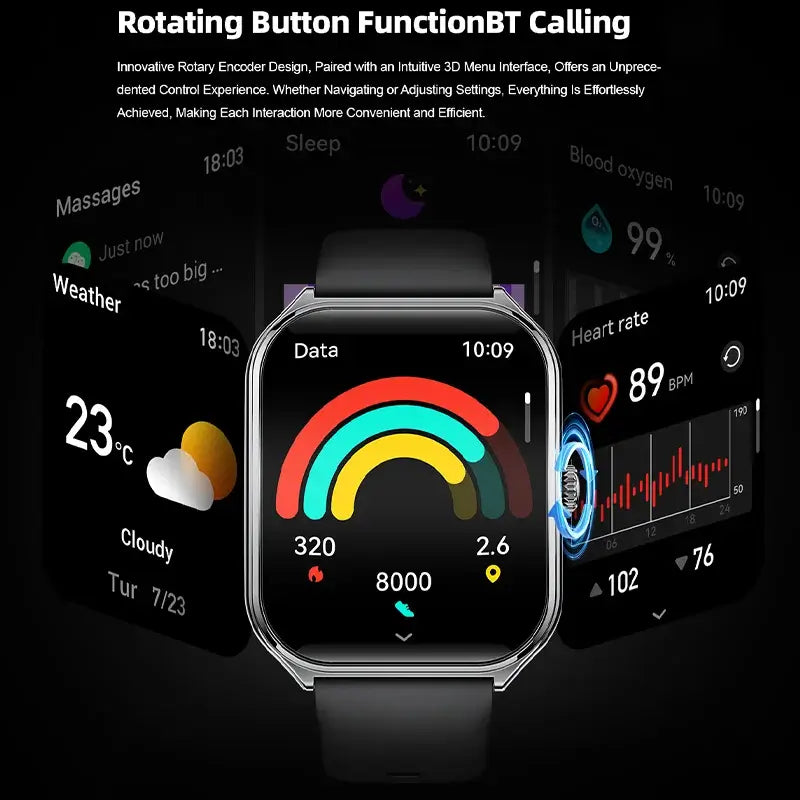 New Ultra Thin Smart Watch men 1.96" AMOLED 360*360 HD Pixel Display