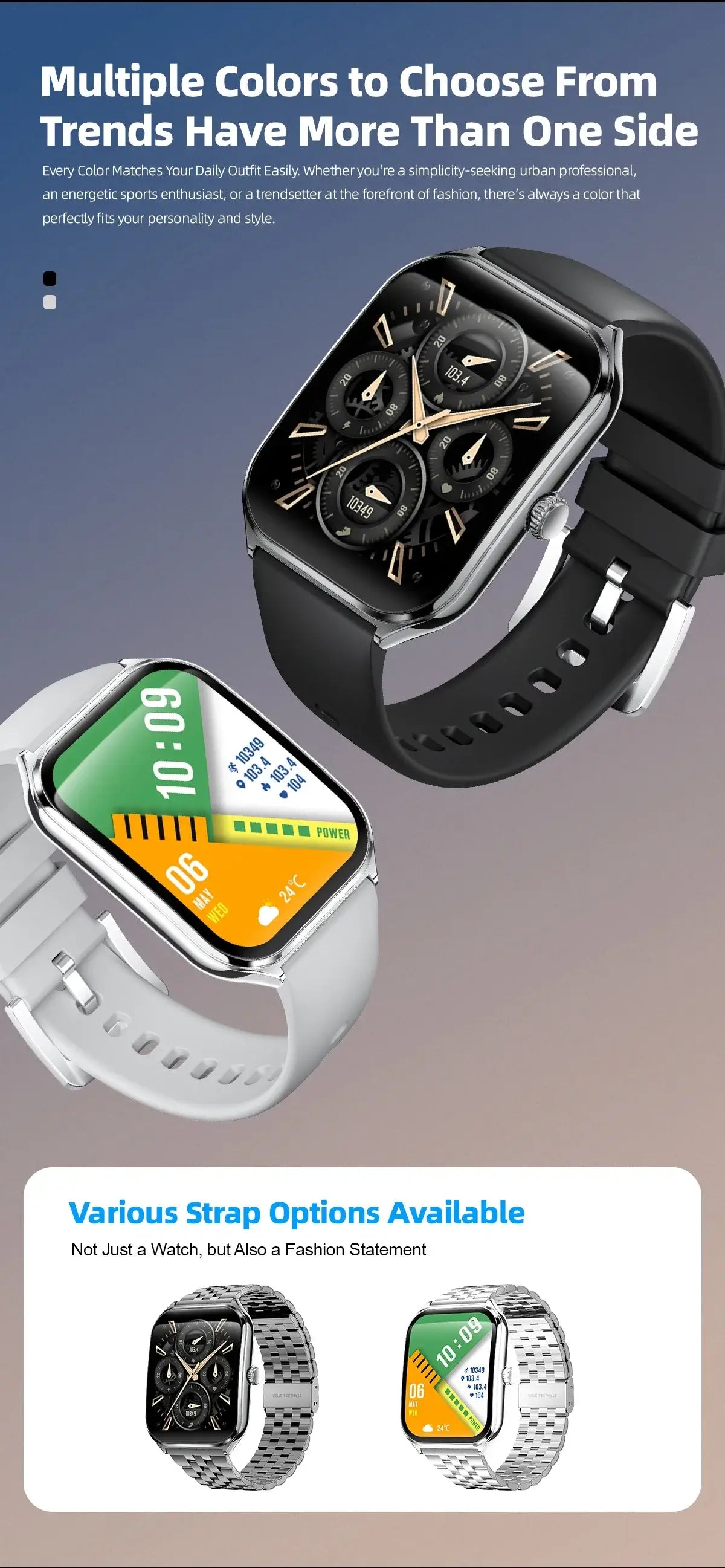 New Ultra Thin Smart Watch men 1.96" AMOLED 360*360 HD Pixel Display