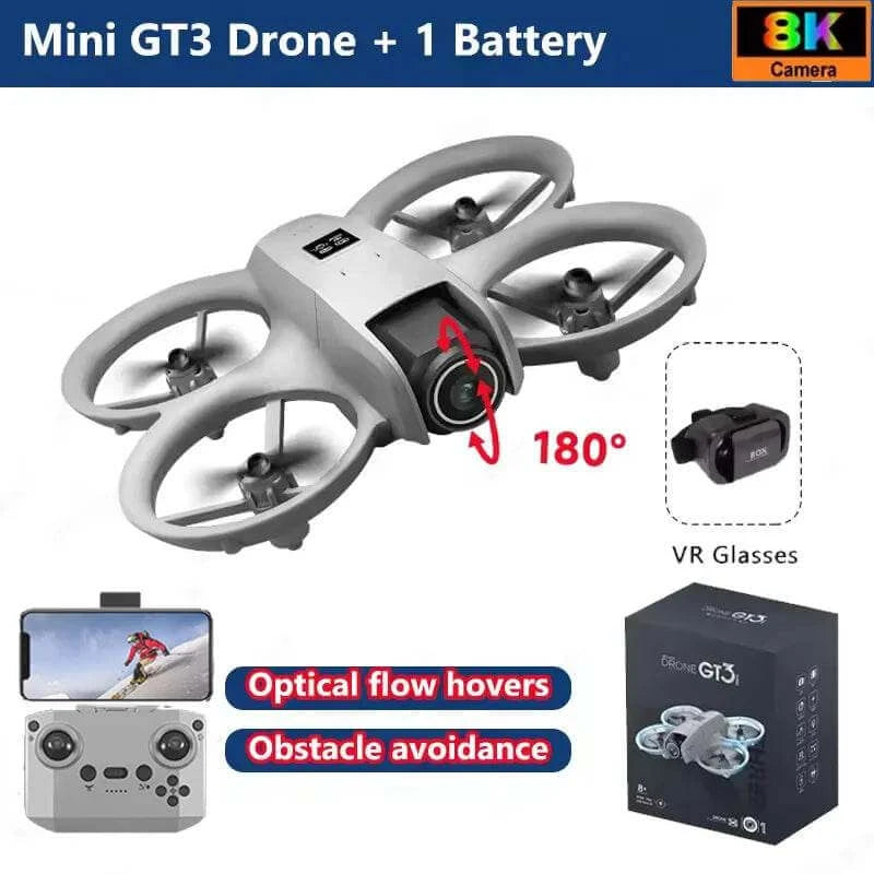 GT3 Mini With LED Foldable Drone GPS 8K HD Dual Camera Brushless Motor