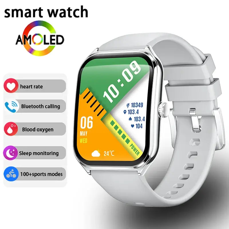 New Ultra Thin Smart Watch men 1.96" AMOLED 360*360 HD Pixel Display