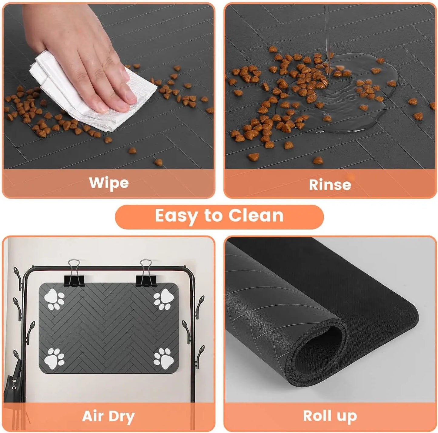 Dog Cat Food Mat - Pet Water Bowl Mats - Feeding Mat for Cat Dog Bowls