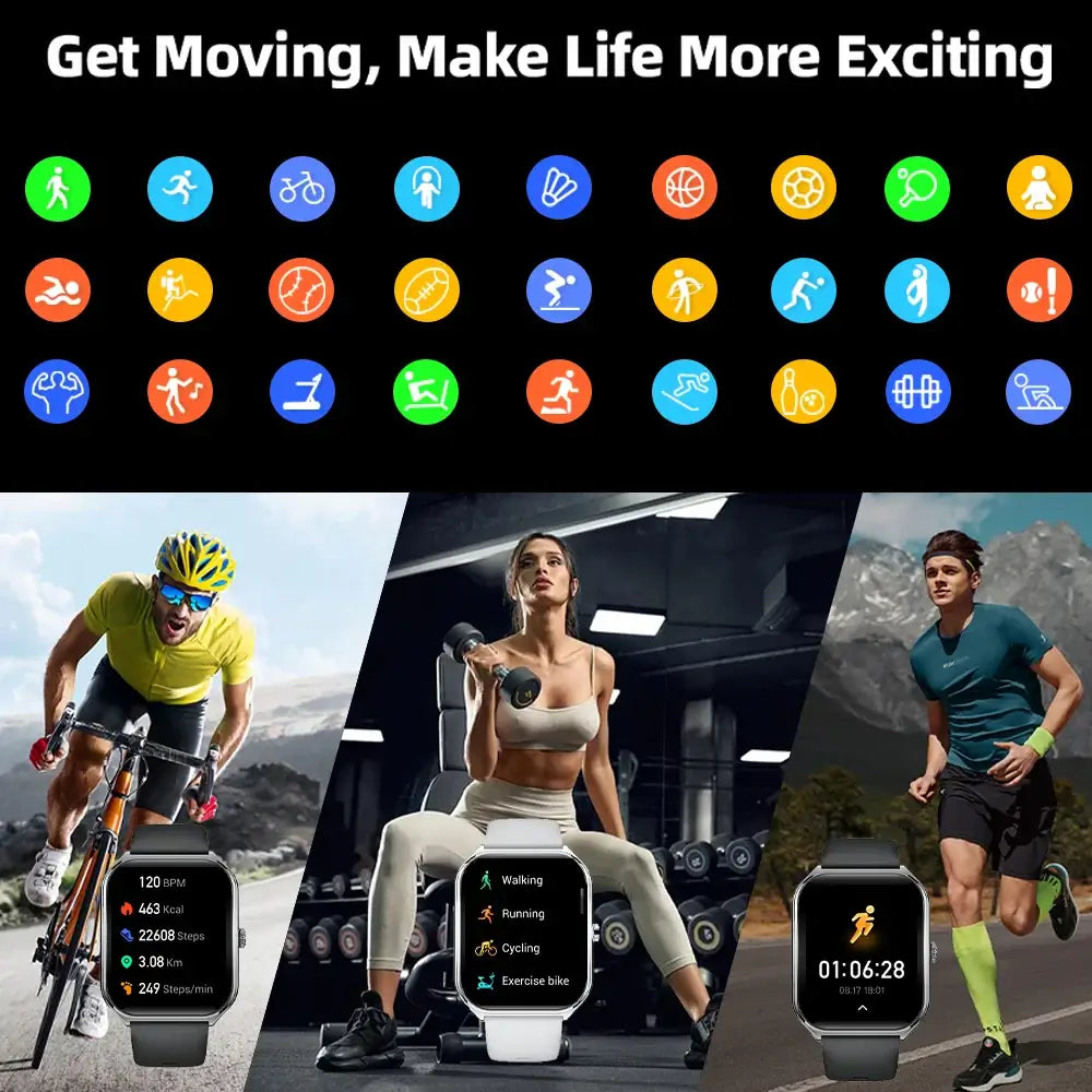 New Ultra Thin Smart Watch men 1.96" AMOLED 360*360 HD Pixel Display