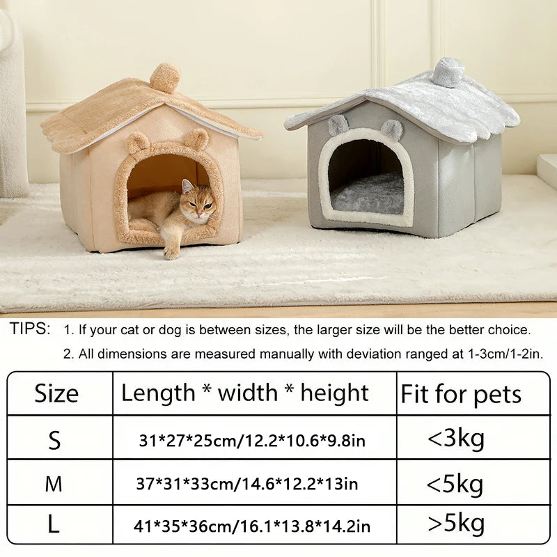 Foldable Pet House Removable Washable Cat House Puppy Cave Sofa Pet Bed
