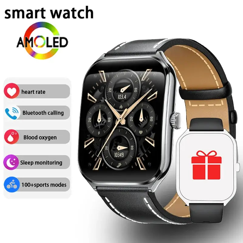 New Ultra Thin Smart Watch men 1.96" AMOLED 360*360 HD Pixel Display