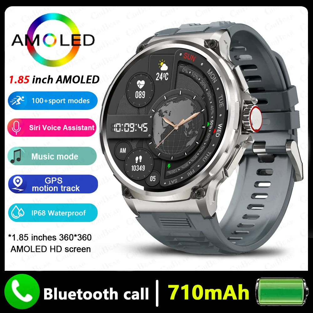2024 New For Huawei Xiaomi Men GPS Track Smart Watch 1.85 Inch Ultra HD AMOLED