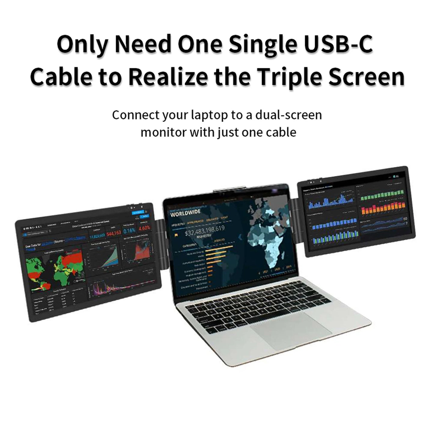 12 Inch Laptop Dual Monitor 1920*1080 HD IPS LCD Dual Monitor Screen Extender