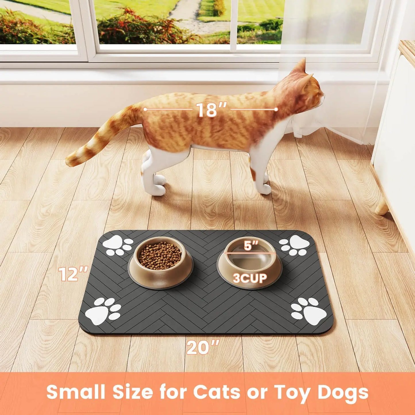 Dog Cat Food Mat - Pet Water Bowl Mats - Feeding Mat for Cat Dog Bowls