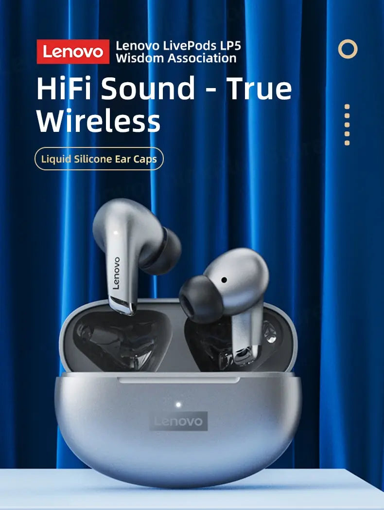 Choice Lenovo LP5 Wireless Bluetooth Earbuds HiFi Music Earphones Headphones