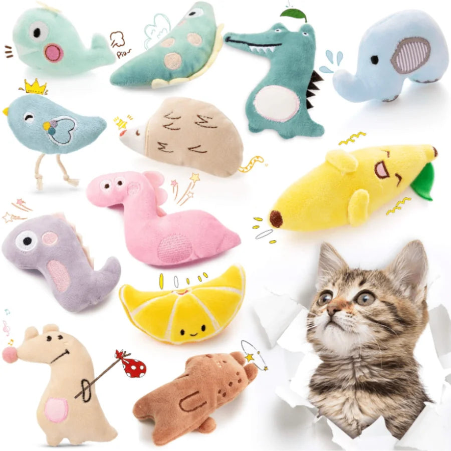 Pet Molar Bite toy Cartoon Stuffed Animal Cute Plush Cat Chew Toy