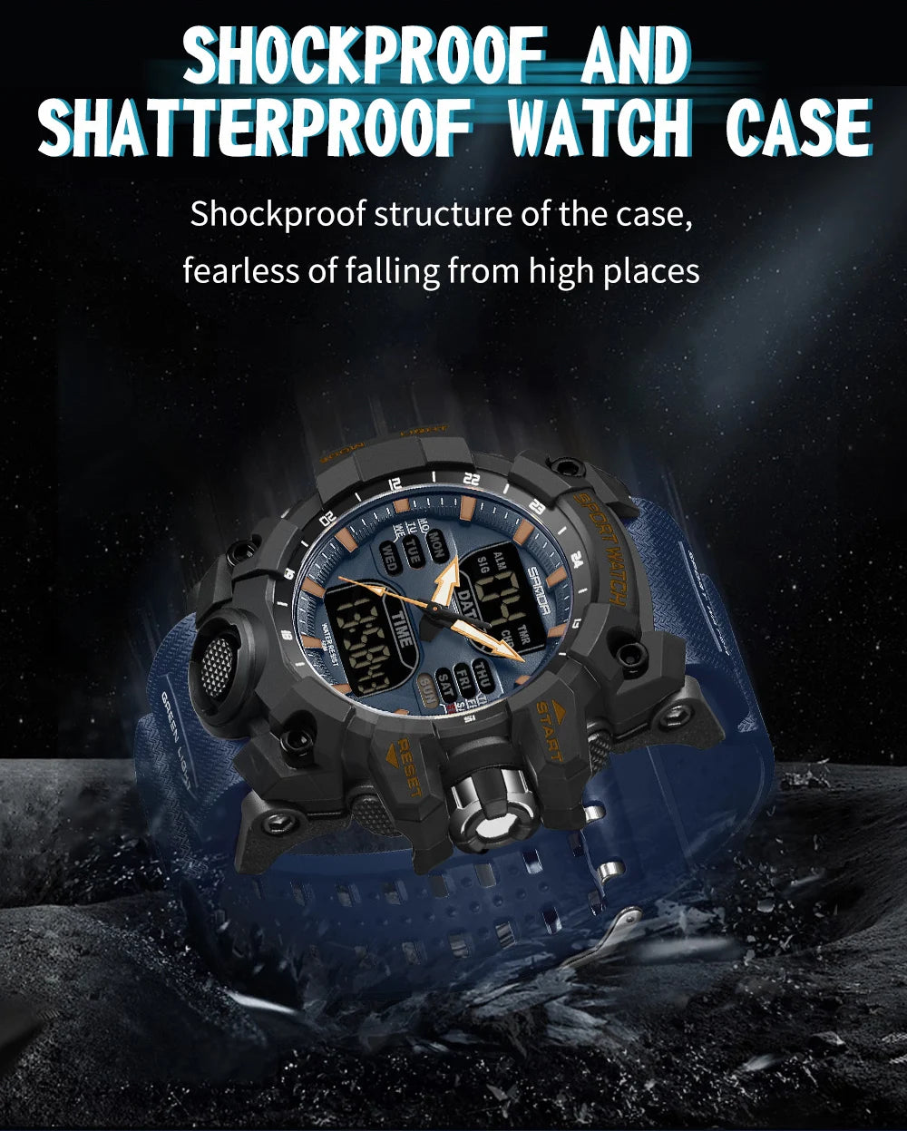 SANDA Luxury G Style Men's Electronic Watch Outdoor Sports LED Analog Digital Chronograph