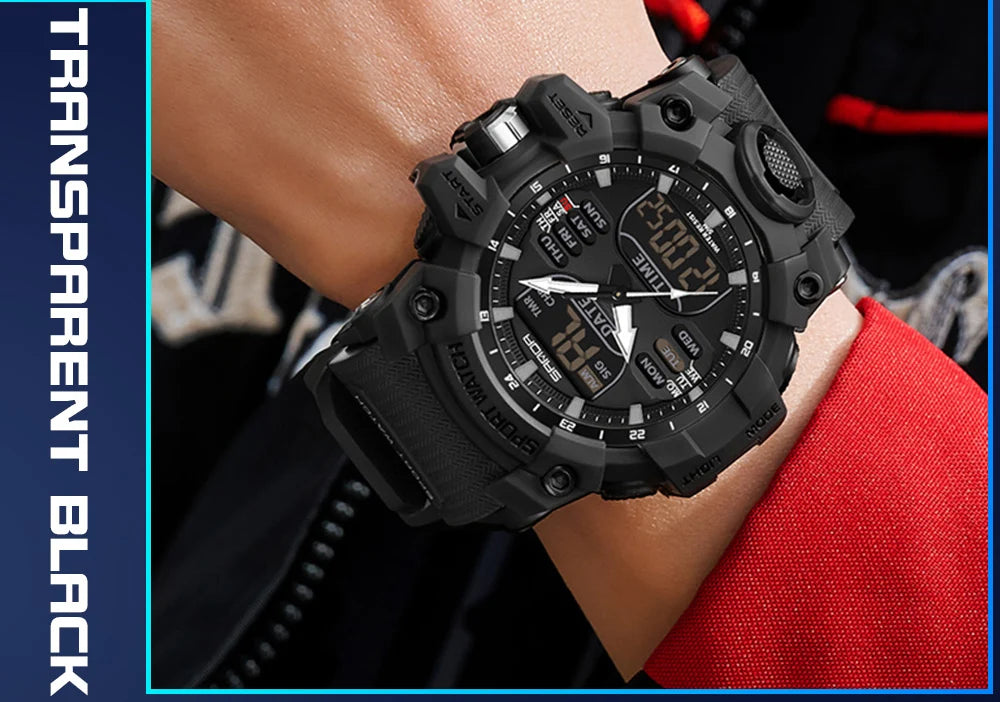 SANDA Luxury G Style Men's Electronic Watch Outdoor Sports LED Analog Digital Chronograph