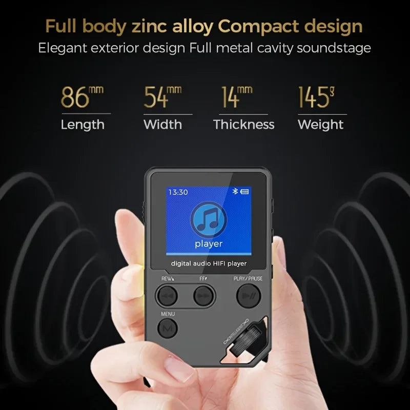 C5 8GB Lossless Bluetooth MP3 Music Player, Zinc Alloy Body,Rotary Controls