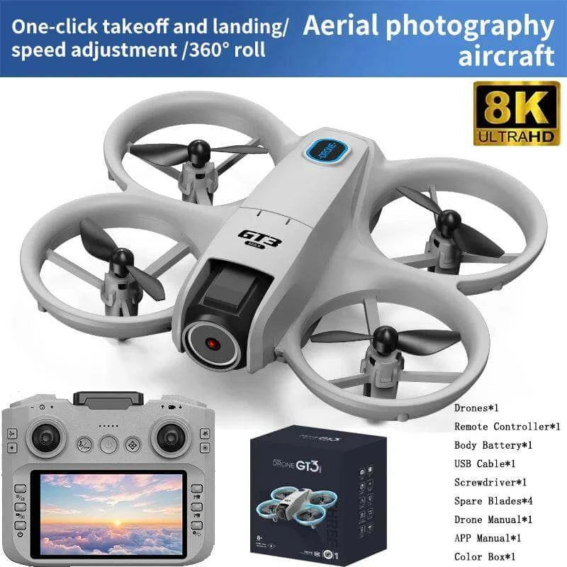 GT3 Mini With LED Foldable Drone GPS 8K HD Dual Camera Brushless Motor