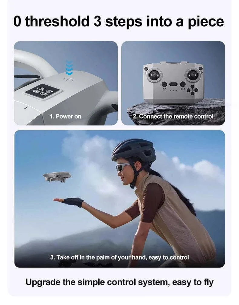 GT3 Mini With LED Foldable Drone GPS 8K HD Dual Camera Brushless Motor
