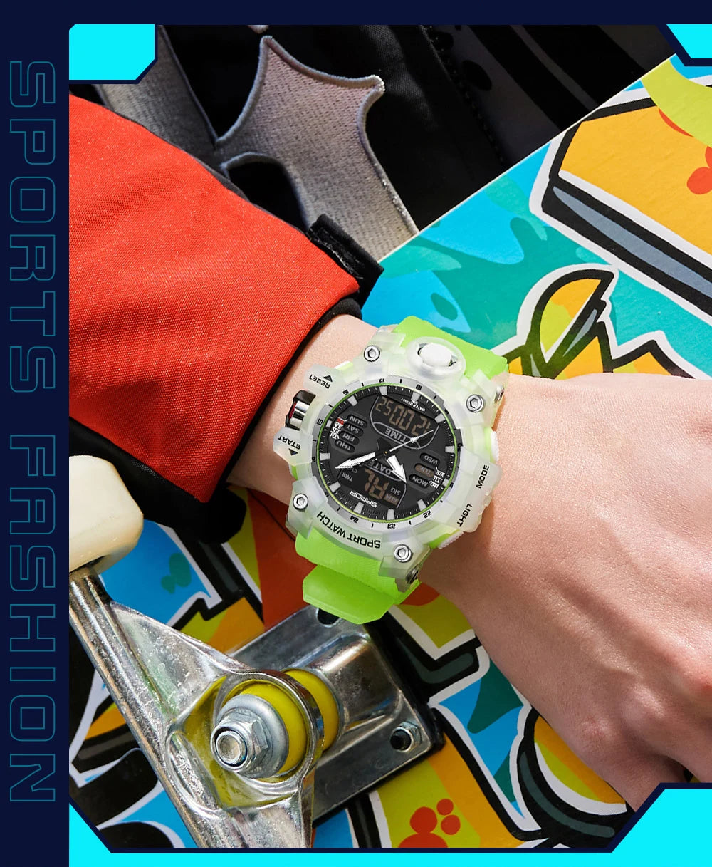 SANDA Luxury G Style Men's Electronic Watch Outdoor Sports LED Analog Digital Chronograph