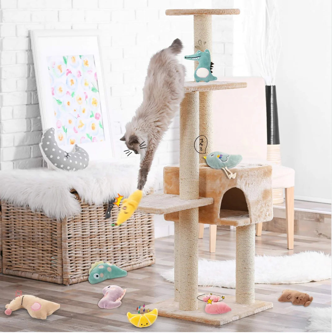 Pet Molar Bite toy Cartoon Stuffed Animal Cute Plush Cat Chew Toy