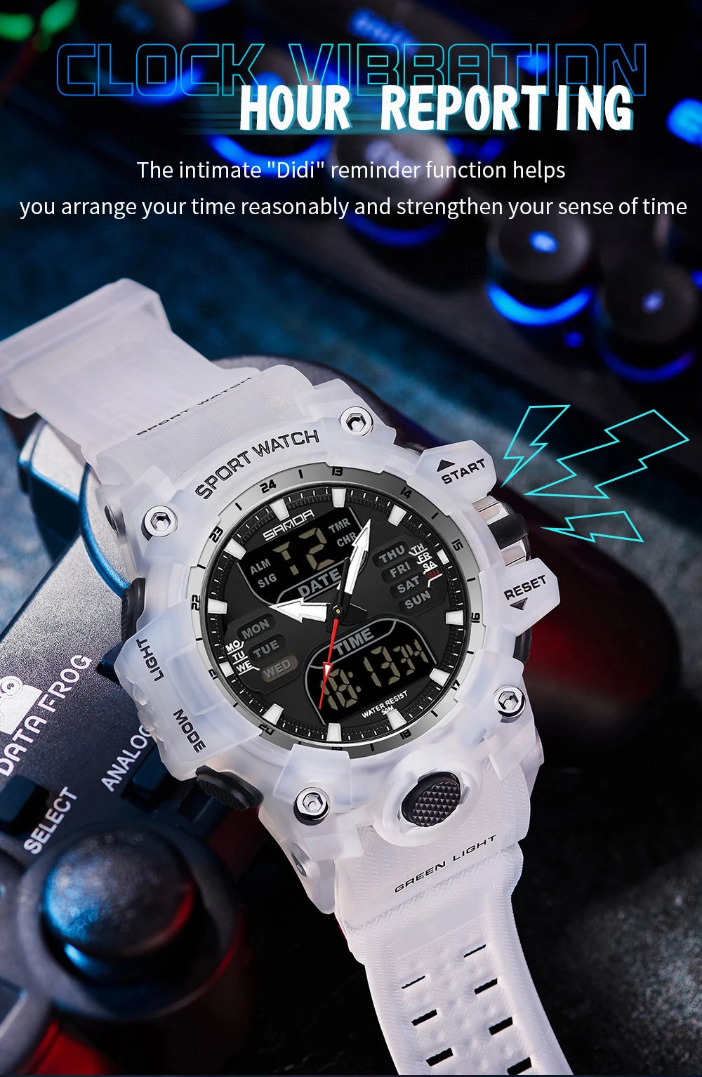 SANDA Luxury G Style Men's Electronic Watch Outdoor Sports LED Analog Digital Chronograph