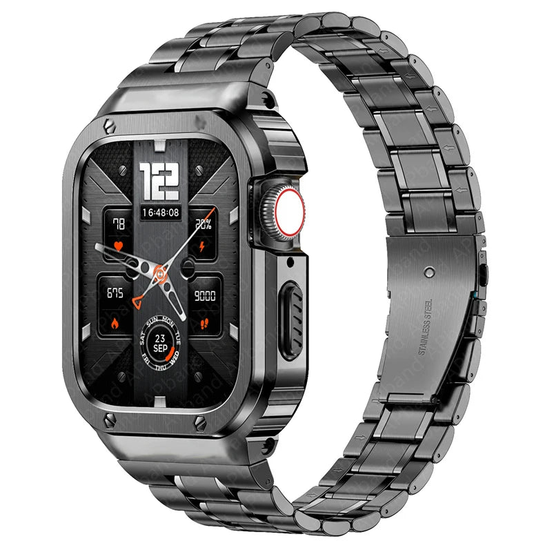 Stainless Steel Case+Strap For Apple Watch Band 44mm 45mm 49mm 40mm Bumper Cover