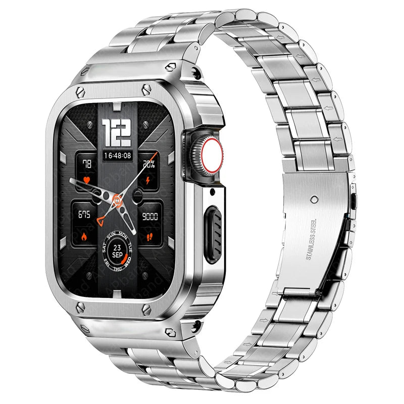 Stainless Steel Case+Strap For Apple Watch Band 44mm 45mm 49mm 40mm Bumper Cover