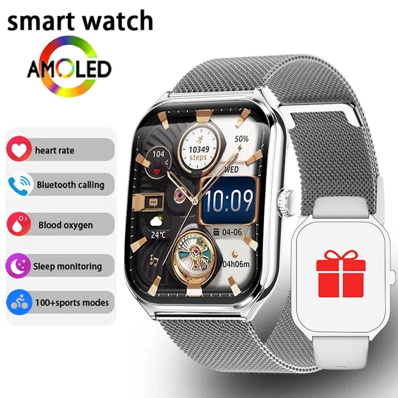 New Ultra Thin Smart Watch men 1.96" AMOLED 360*360 HD Pixel Display
