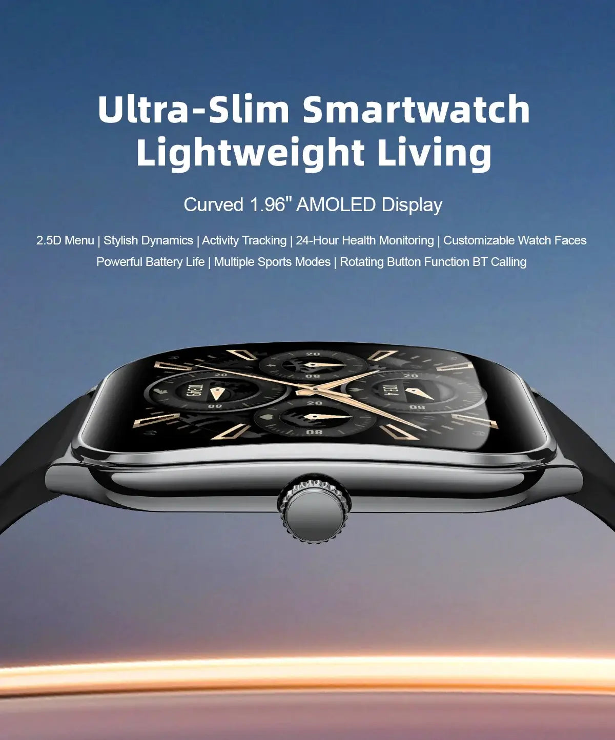 New Ultra Thin Smart Watch men 1.96" AMOLED 360*360 HD Pixel Display