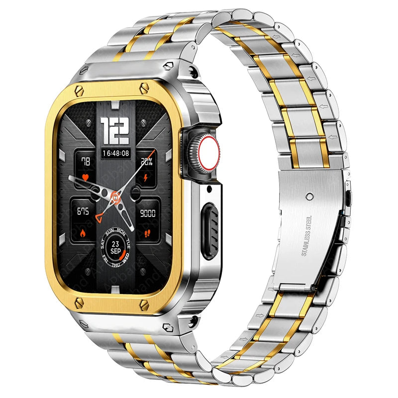 Stainless Steel Case+Strap For Apple Watch Band 44mm 45mm 49mm 40mm Bumper Cover