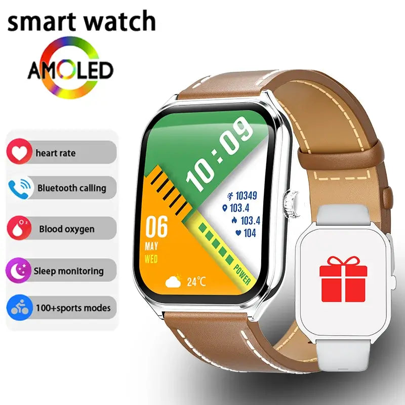 New Ultra Thin Smart Watch men 1.96" AMOLED 360*360 HD Pixel Display