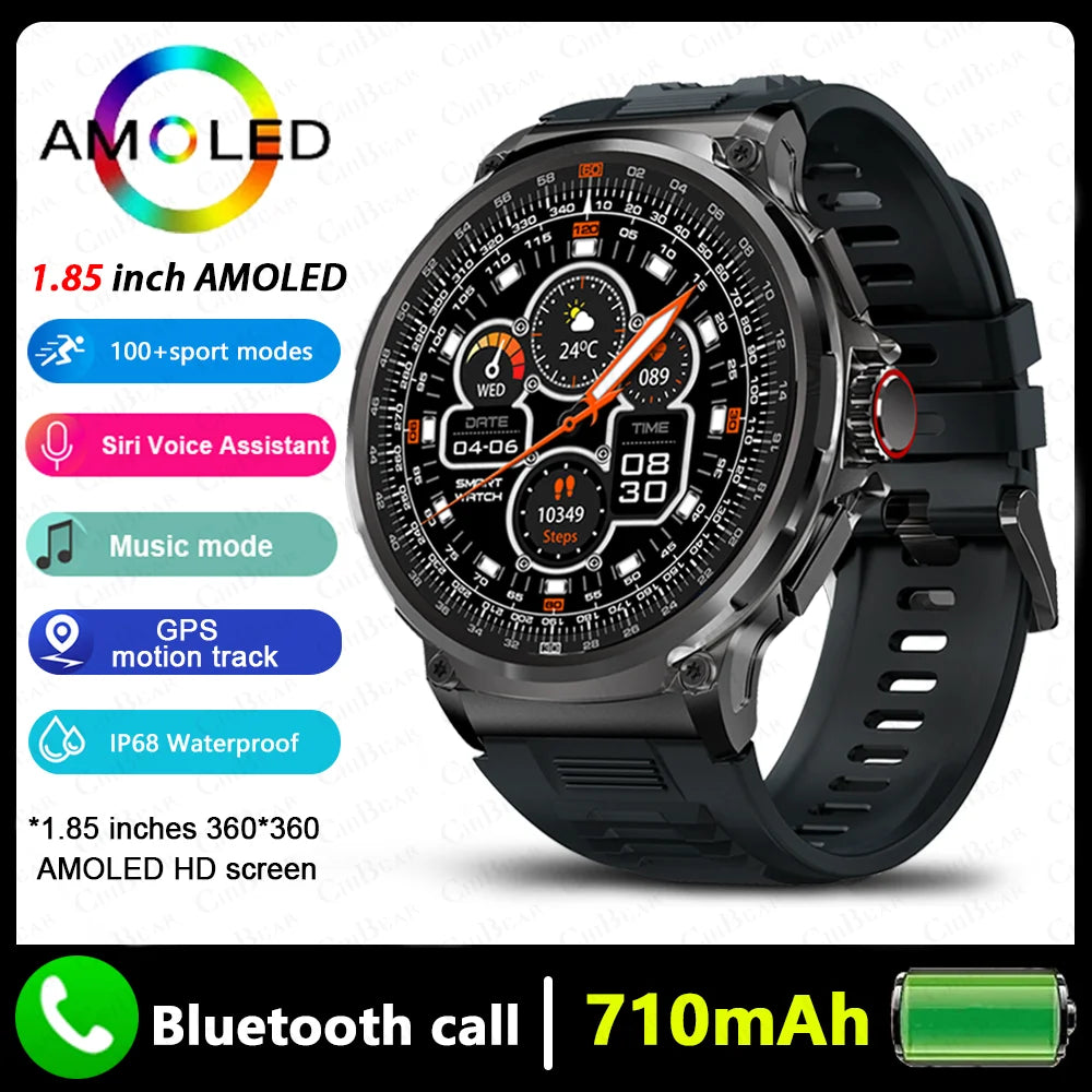 2024 New For Huawei Xiaomi Men GPS Track Smart Watch 1.85 Inch Ultra HD AMOLED