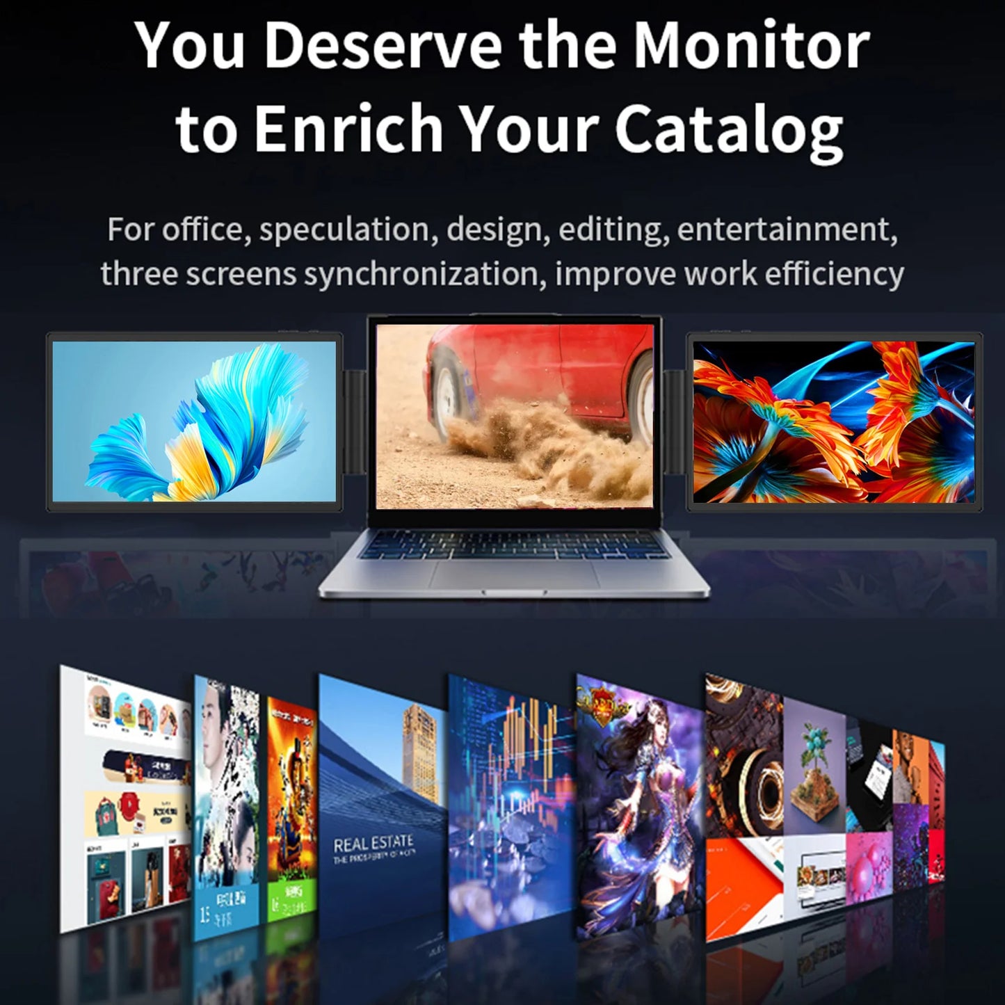 12 Inch Laptop Dual Monitor 1920*1080 HD IPS LCD Dual Monitor Screen Extender