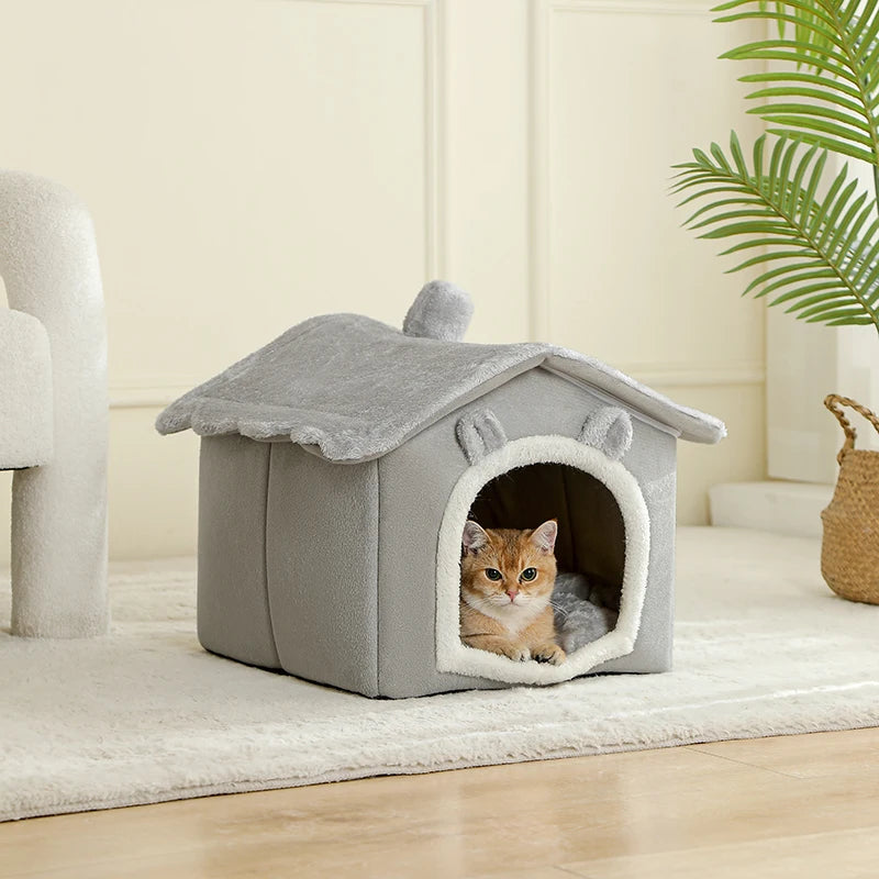 Foldable Pet House Removable Washable Cat House Puppy Cave Sofa Pet Bed