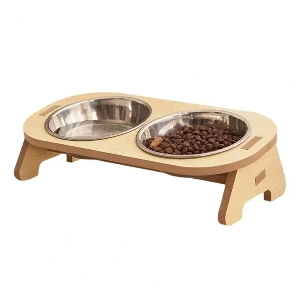Wooden Elevated Dog Bowls with Stand Adjustable Raised Puppy Cat Food Water Bowls