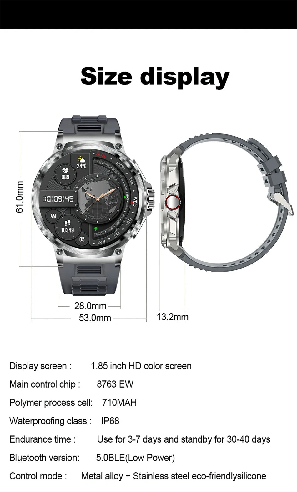 2024 New For Huawei Xiaomi Men GPS Track Smart Watch 1.85 Inch Ultra HD AMOLED