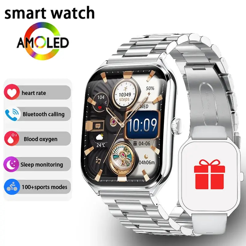 New Ultra Thin Smart Watch men 1.96" AMOLED 360*360 HD Pixel Display